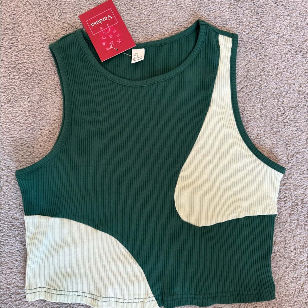 Forest Green and Cream Tank Top